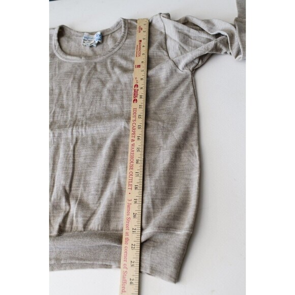 Vintage Snowflakes Tan Wool pullover crew adjustable neck sweater S 40 Moth Hole - Picture 8 of 8